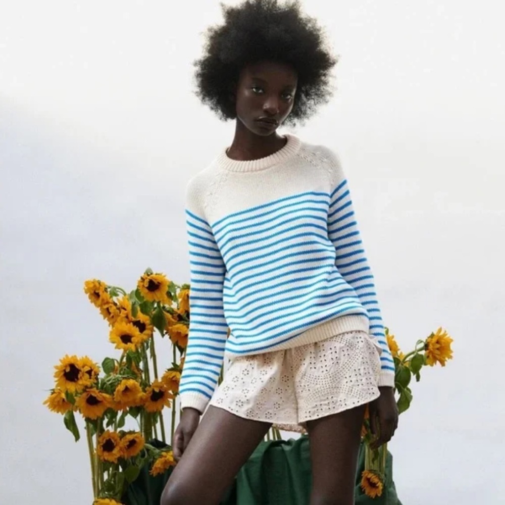 ZARA STRIPED CREWNECK KNIT SWEATER SMALL